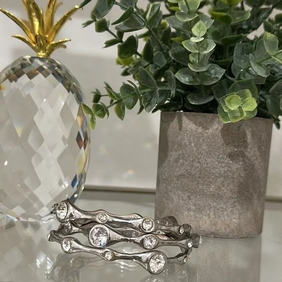 Silver Rhinestone Bangles - Picture 3 of 8